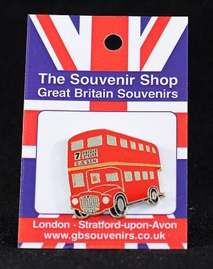 Double decker bus pin badge